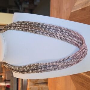 Elegant Gold and Pink Textured Ombre Multi-Strand Necklace